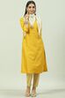 Yellow Art Silk Straight Yarndyed Kurta image number 5