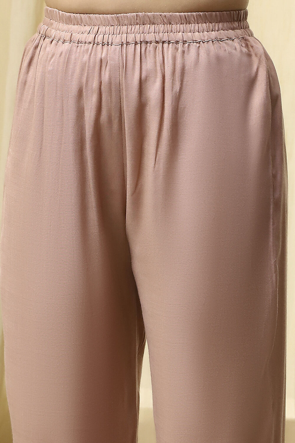 Lavender Chanderi Printed Unstitched Suit Set image number 3