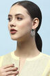 Green and White Silver-Plated CZ Studded Danglers image number 1