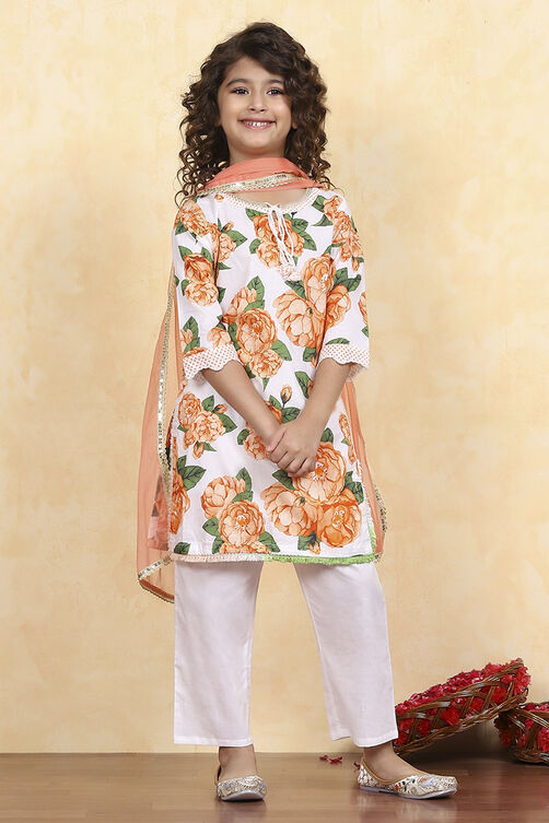 Blue Cotton Straight Printed Suit Set image number 6