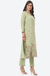 Green Crepe Unstitched Suit Set image number 5