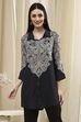 Black Printed Shirt-Style Straight Short Kurta image number 5