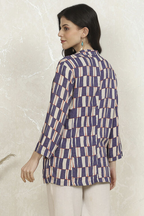 Blue Viscose Rayon Printed Top image number 3