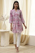 Pink Printed Straight Short Kurta image number 5