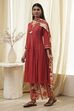 Rust Cotton Yarn-Dyed Kalidar Suit Set image number 3