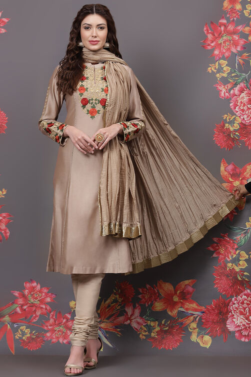 Rohit Bal Off White Cotton Silk Straight Yarndyed Suit Set image number 0