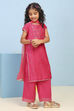 Aqua Polyester Straight Printed Suit Set image number 5