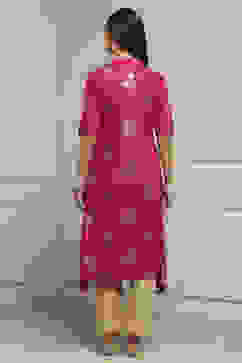 Fuchsia Rayon Asymmetric Kurta image number 3
