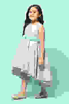 Aqua Green Poly Jacquard Flared Yarndyed Dress image number 2