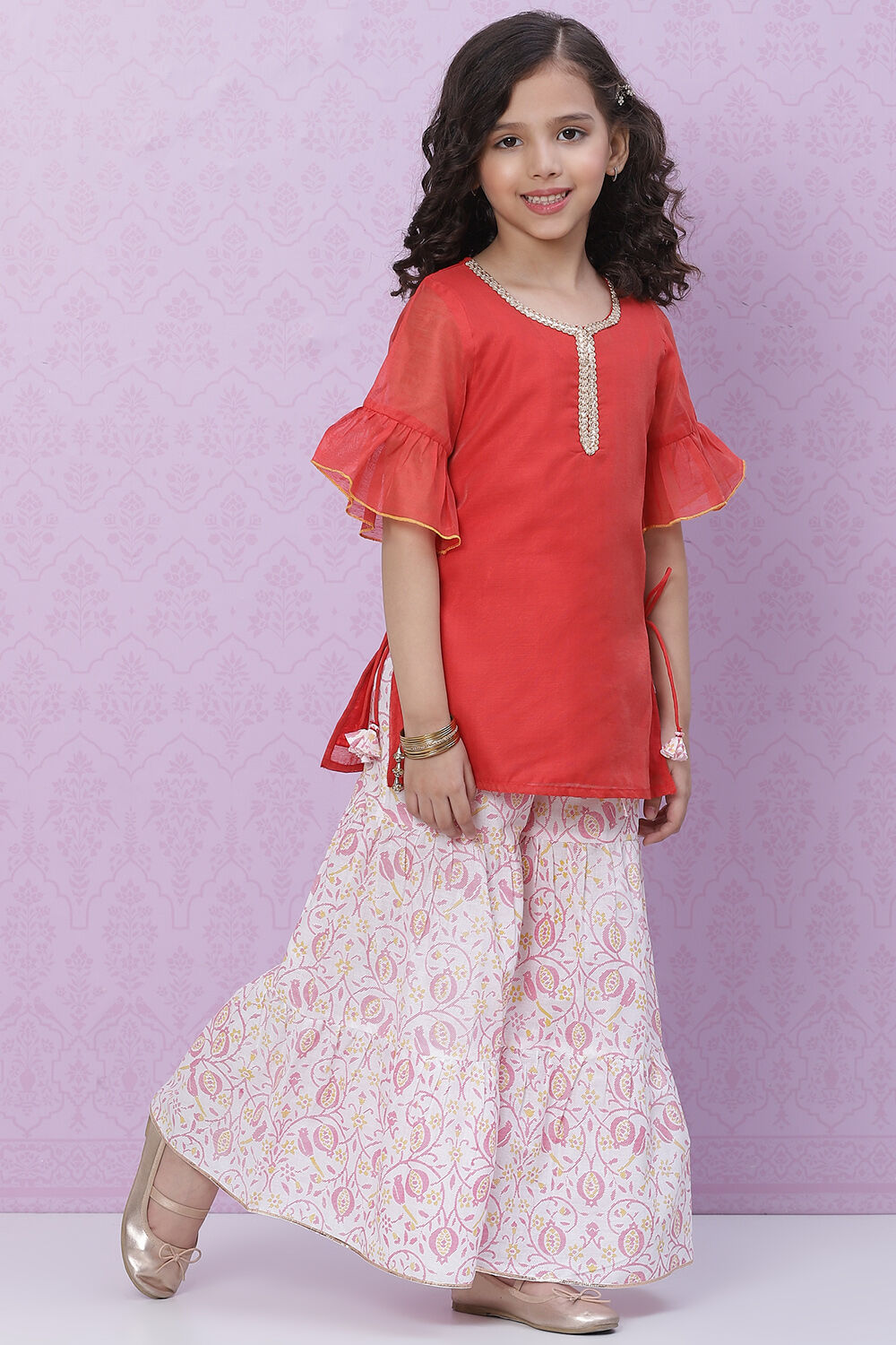 Red Art Silk Straight Top image number 0