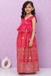 Plum Art Silk Flared Lehenga image number 3