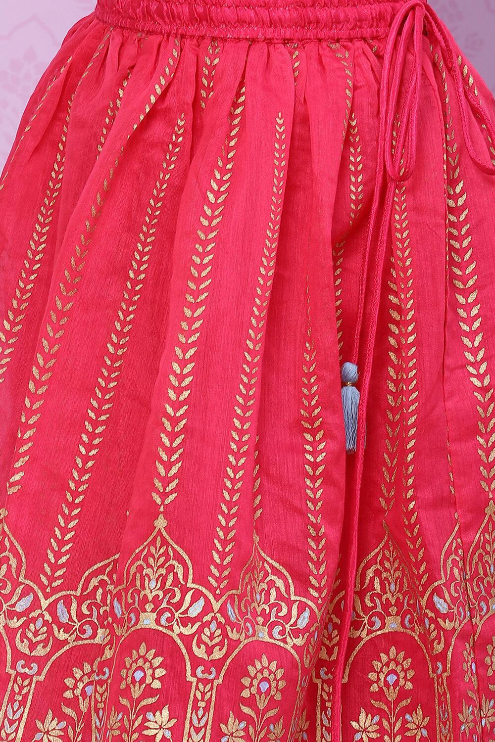 Plum Art Silk Flared Lehenga image number 2