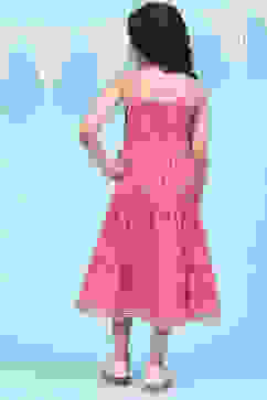 Red Rayon Tiered Printed Kurta Dress image number 4