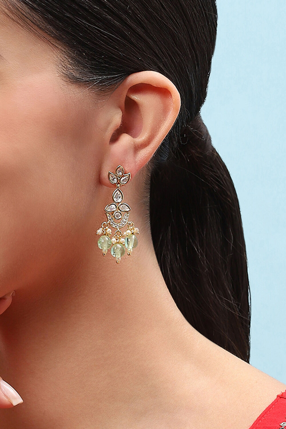 Green Brass Earrings image number 3