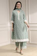Nude-Toned Chanderi Straight Suit Set image number 6