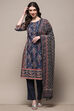 Indigo Cambric Straight Suit Set