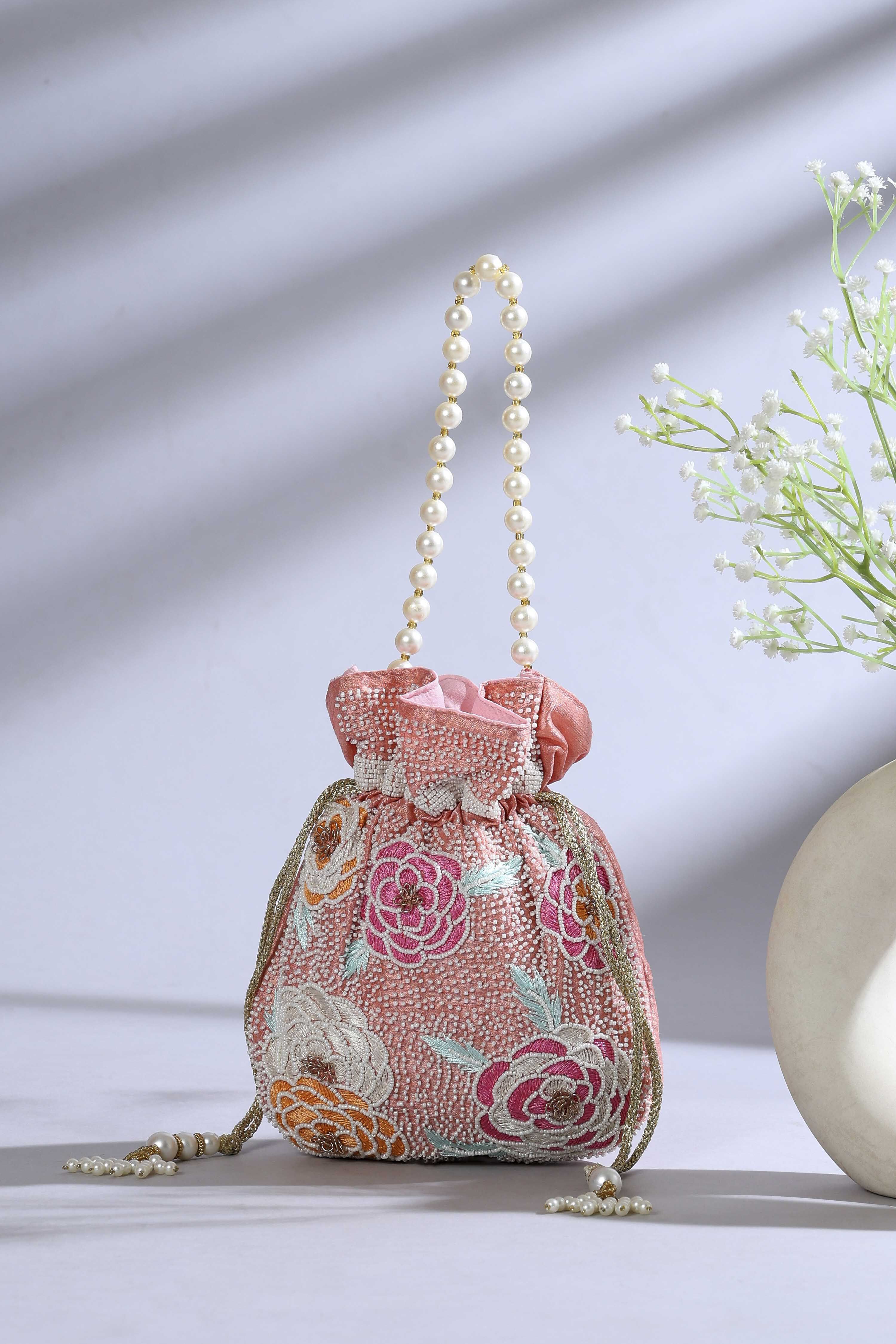 Pink Fabric Potli Bag image number 0