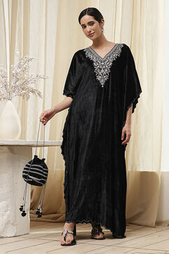 Black Viscose A-Line Suit Set image number 0
