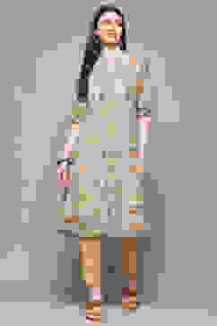 Yellow Teal Polyester Straight Kurta image number 5