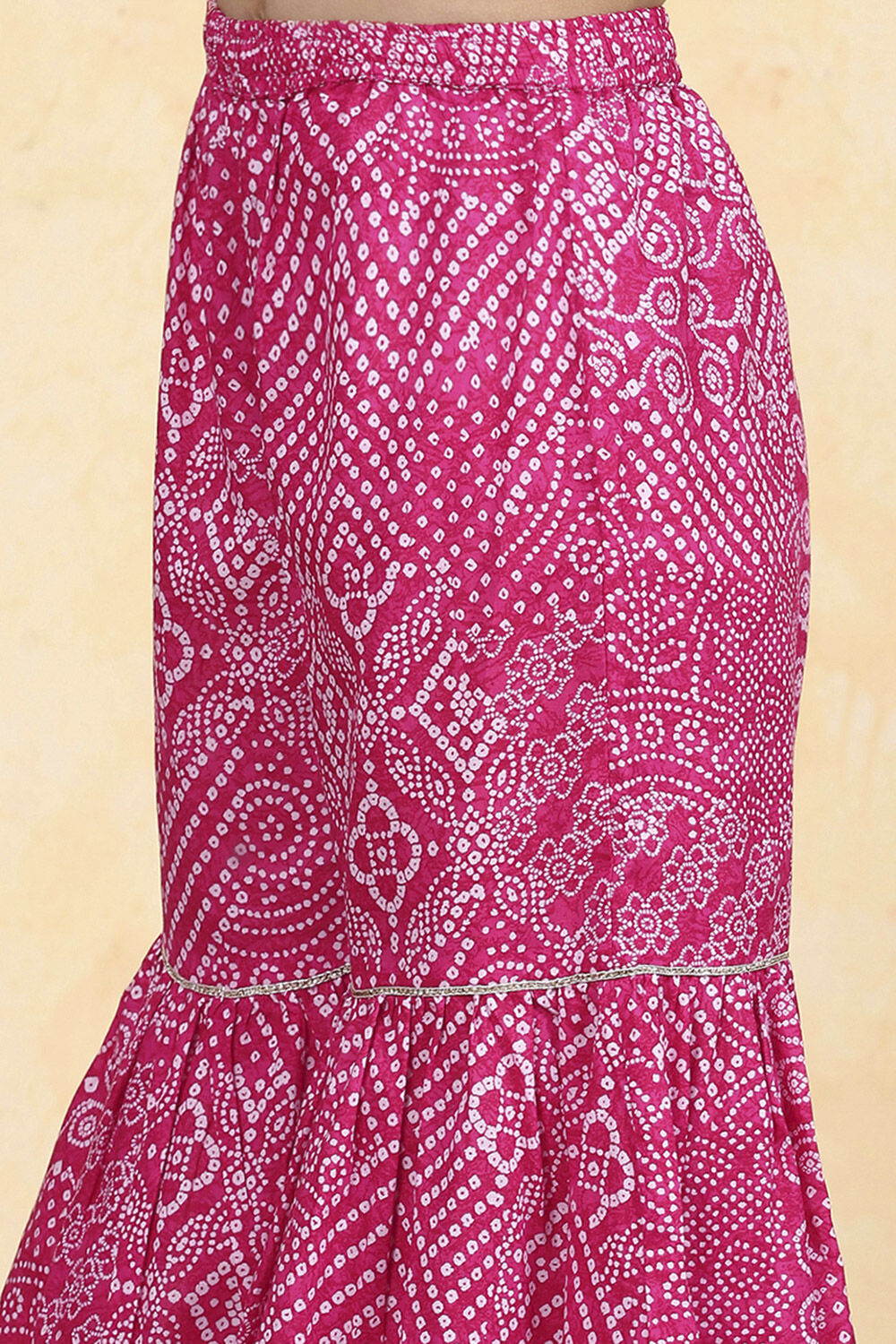 Pink Cotton Printed Straight Sharara Suit Set image number 2