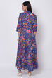 Blue Cotton Flared Fusion Wear Dress image number 4