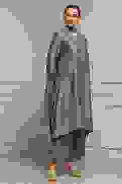 Grey Striped Straight Suit Set image number 5