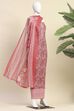 Pink Cotton Unstitched Suit Set image number 4