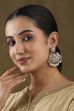 Silver-Toned Gold Plated Brass Studded Chandbalis image number 5