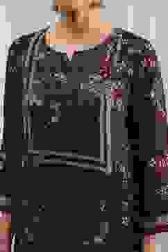 Brown Floral Printed Straight Kurta image number 1