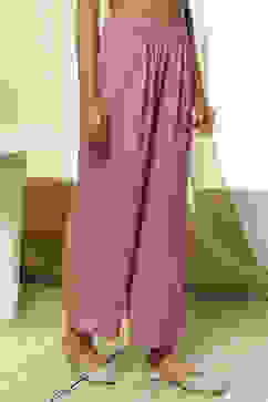 Dull Pink Solid Straight Palazzo image number 3