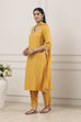 Yellow Viscose Rayon Straight Suit Set image number 6
