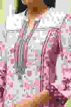 Peach Rayon A-Line Printed Kurta image number 1