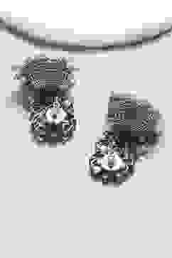 White Stone-Studded Oxidised Jhumkas image number 2