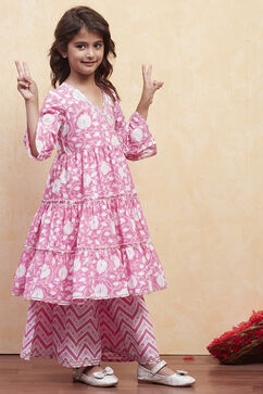 Pink Cotton Garara Set image number 5