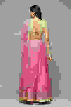 Fuschia & Lime Green Cotton Blend Lehenga Set image number 4