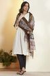 Black Chennur Silk Floral Printed Dupatta