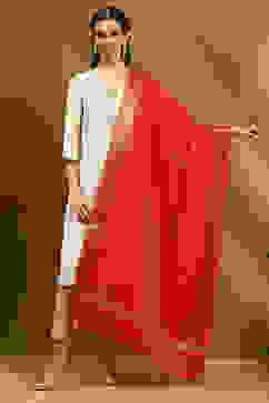 Red Polyester Dupatta image number 4