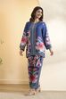 Blue Nylon Viscose Floral Printed Co-ord Set image number 3