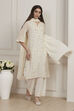 White Poly Chanderi Straight Suit Set image number 7