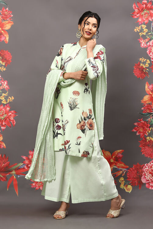 Rohit Bal Off White Cotton Blend Straight Kurta Suit Set image number 0