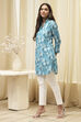 Blue Rayon Straight Printed Kurta image number 2