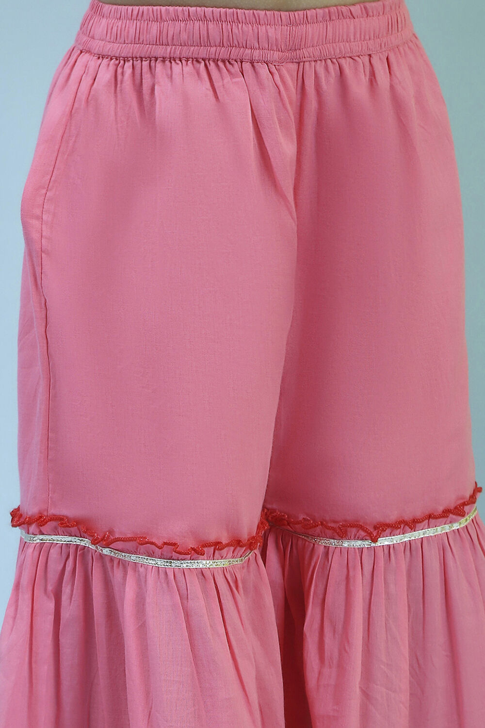 Pink Cotton Printed Strappy Suit Set image number 2