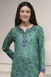 Indigo Polyester Straight Printed Short Kurta image number 1
