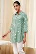 Blue Printed High-Low Short Kurta image number 2