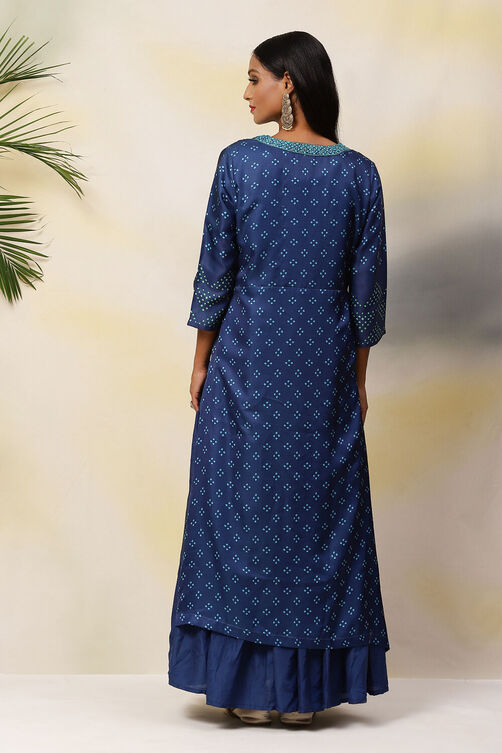 Blue Modal Straight Printed Kurta image number 6