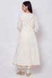 Off White Cotton Front Open Kurta Churidar Suit Set image number 5