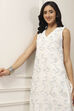 White Cotton Schiffli Embroidered Straight Suit Set image number 7