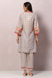 Grey Art Silk Straight Kurta Slim Pant Suit Set image number 4