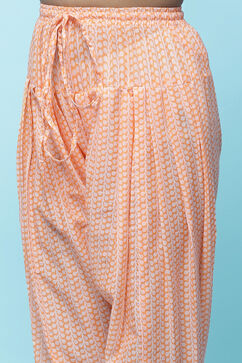 Peach Cotton Straight Printed Kurta Salwar Suit Set image number 3