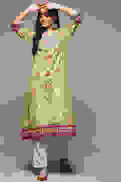 Green Cotton Straight Printed Kurta image number 5